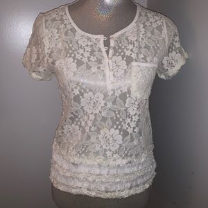Hollister Lace Top white